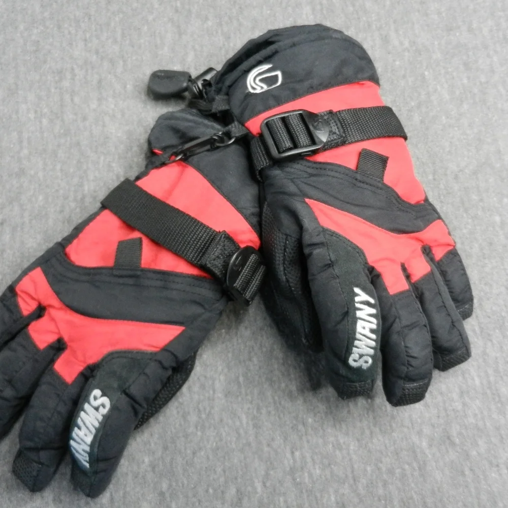 Swany‎ Gloves Boys Size Medium Red Black Insulated Adjustable Skiing